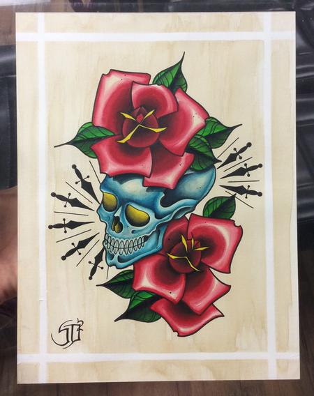 Tattoos - Skull with roses - 125384
